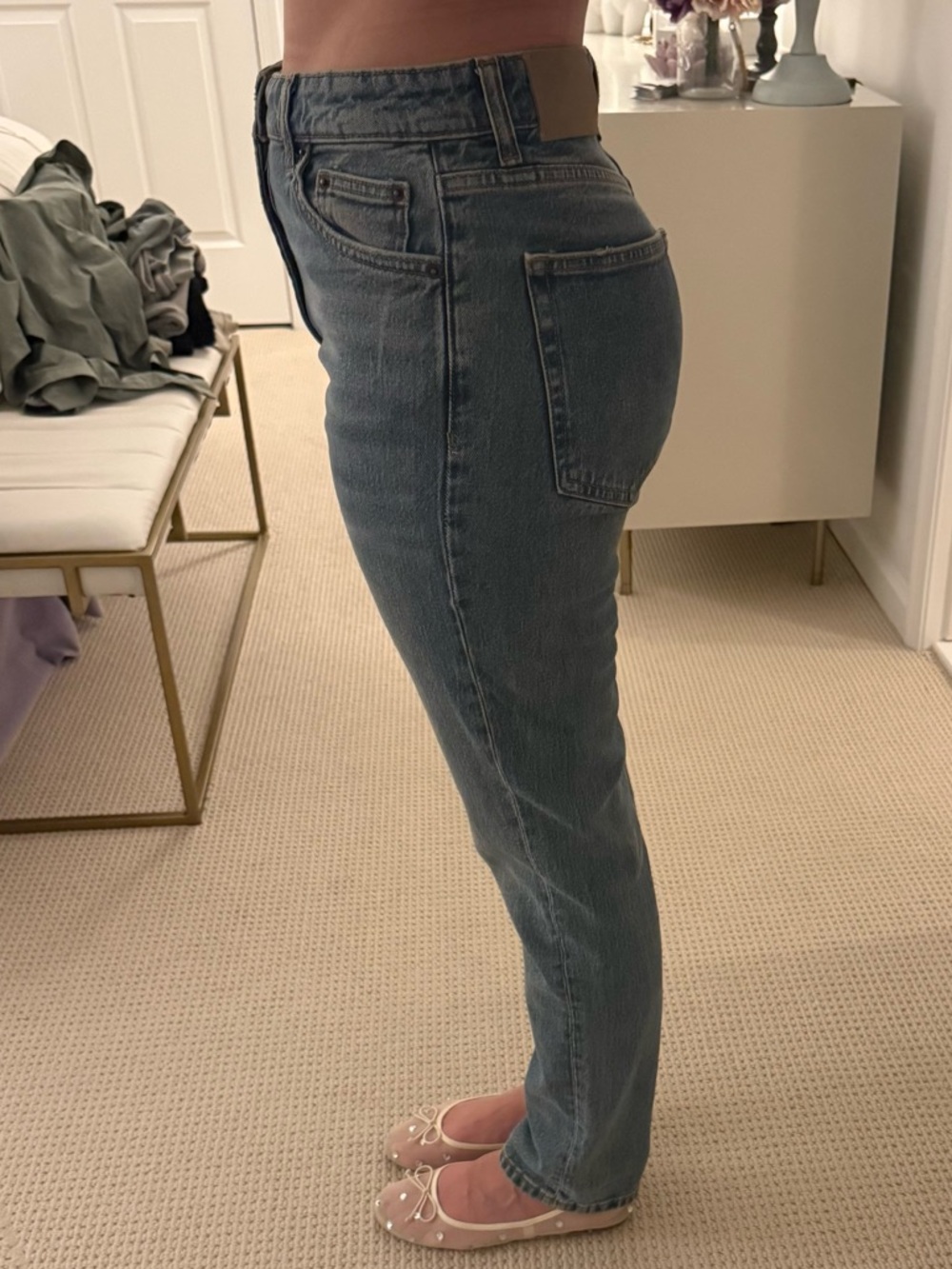 Zara Higg-Rise Straight-Leg Jeans Stretch sz 4 - Picture 2 of 5